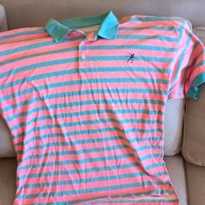 pink and blue polo shirt